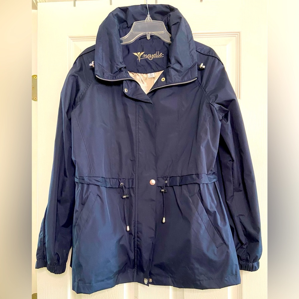 Neyelle Rain Jacket Women’s large 80s Vintage Navy Double Drawstring Lined